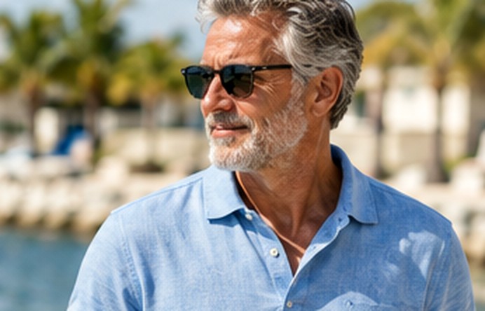 Man relaxing by the marina