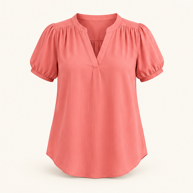 Coral Bloom Blouse in Coral, front view